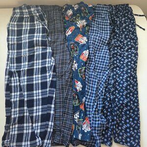 Men's Lot of Adjustable Pajama Pants 100% Cotton x5 Various Sizes (2M, 2L, 1XL)